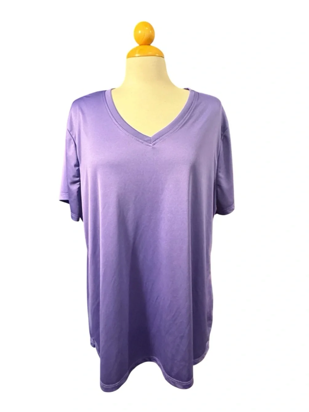 2 Pack Just My Size Active V-Neck Tops in Turquoise and Purple - Picture 4 of 9